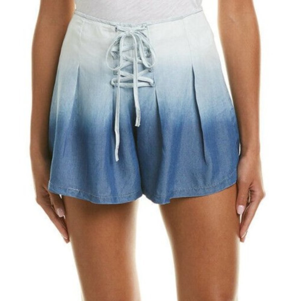 Do+Be Tie Front Blue White Ombre Shorts NWT